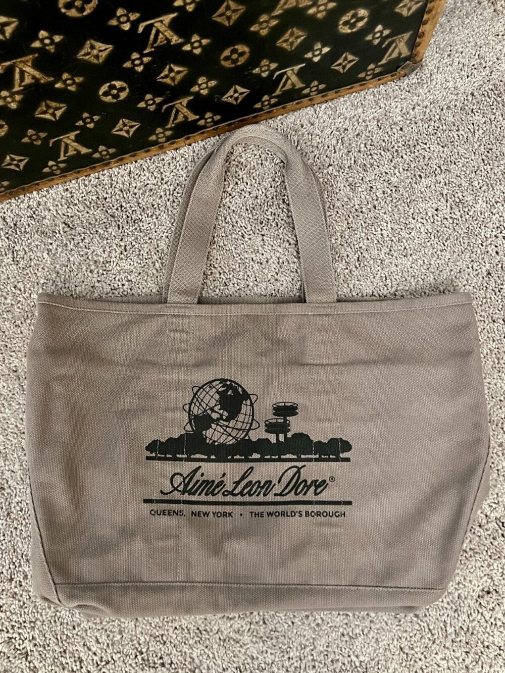 Aime Leon Dore Brown/Gray Large Unisphere Canvas Tote Bag